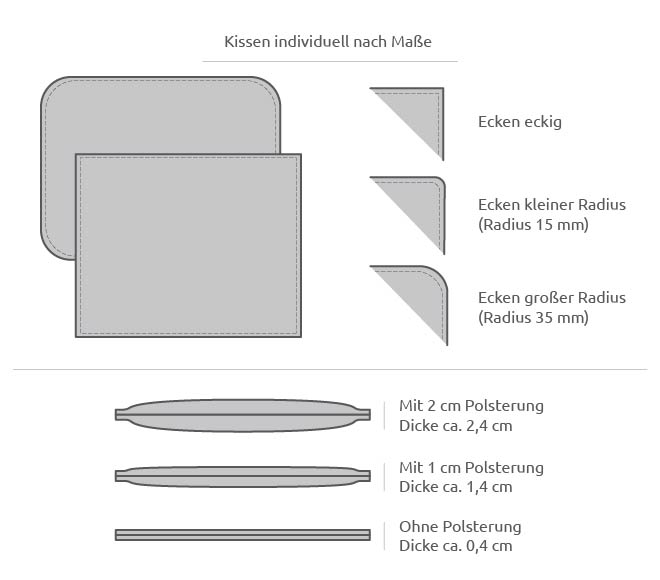 Sitzkissen Filz Leder wunschmass