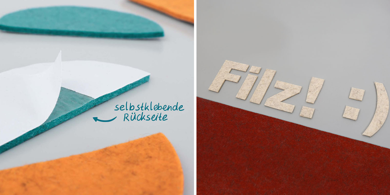 Selbstklebender Filz in verschiedenen Formen und Buchstaben