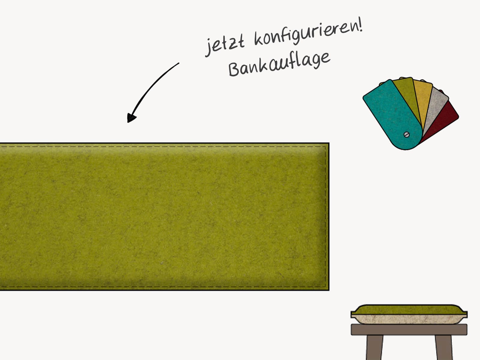 Bankauflagen 10mm Massanfertigung - Portami - Manufaktur & Filz