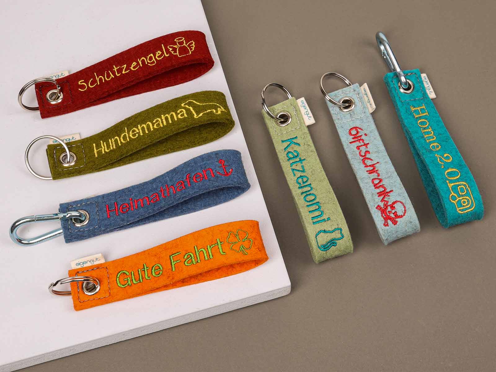 Schlüsselanhänger mit Motiv und Wunschtext
