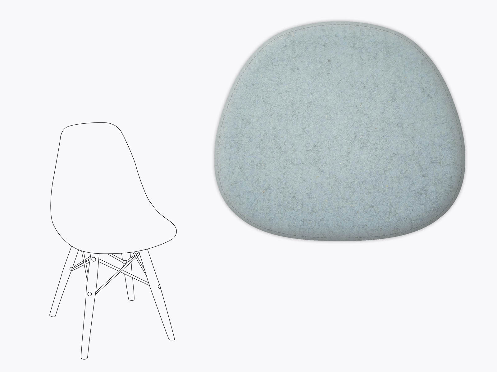 Sitzkissen für Eames Plastic Side Chair DSW, DSR DSS, Filz in himmel blau