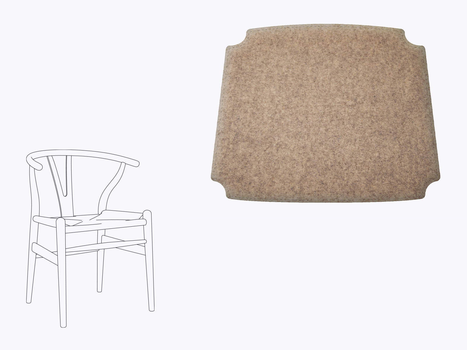 Sitzkissen aus Filz Wishbone Chair von Carl Hansen und CH24