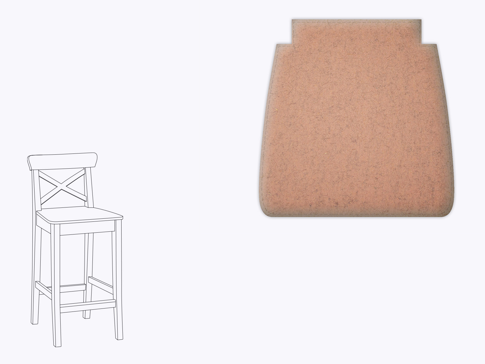 Sitzkissen für Barhocker Ingolf von Ikea aus Naturwolle, gepolstert, wendbar