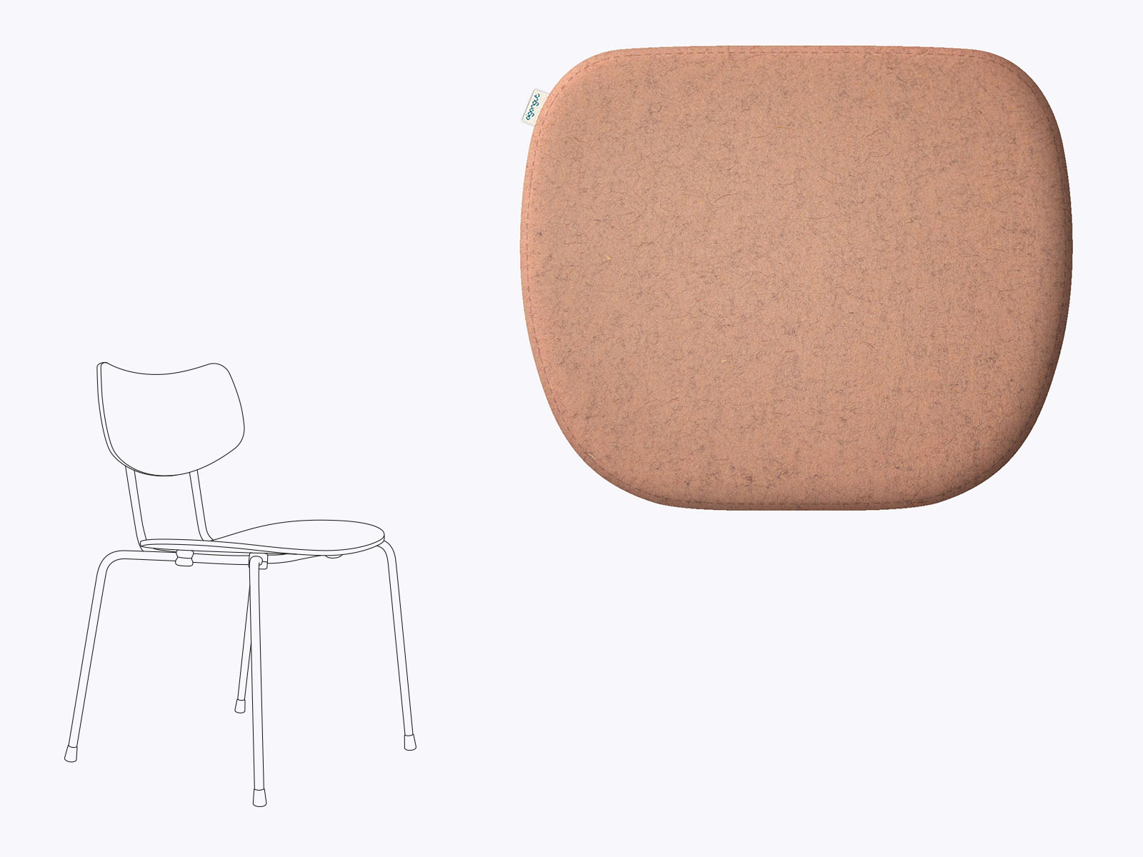 Sitzkissen aus Filz in der farbe sabei, Stuhlzeichnung von Carl Hansen Vega Chair VLA26T