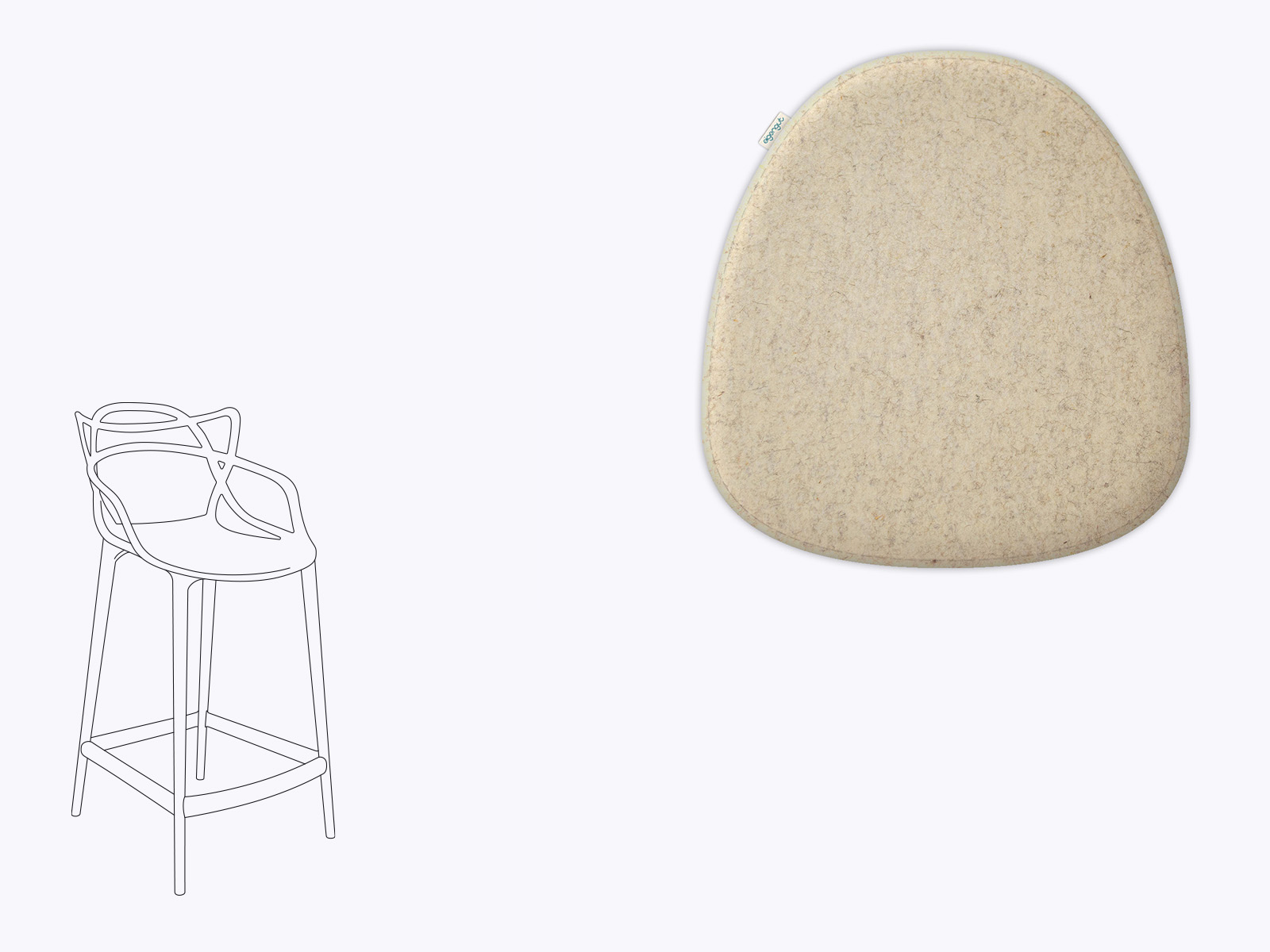 Sitzkissen aus Filz und Leder passend für Kartell Masters Barhocker