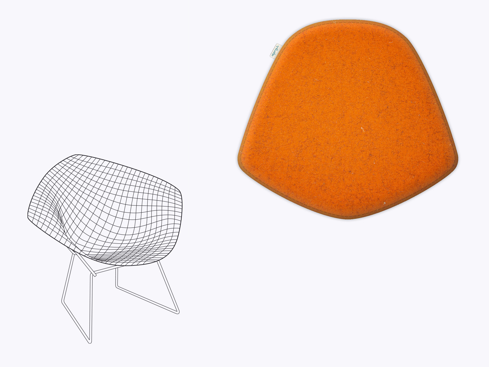 Sitzkissen aus Filz passend für Knoll Bertoia Diamond
