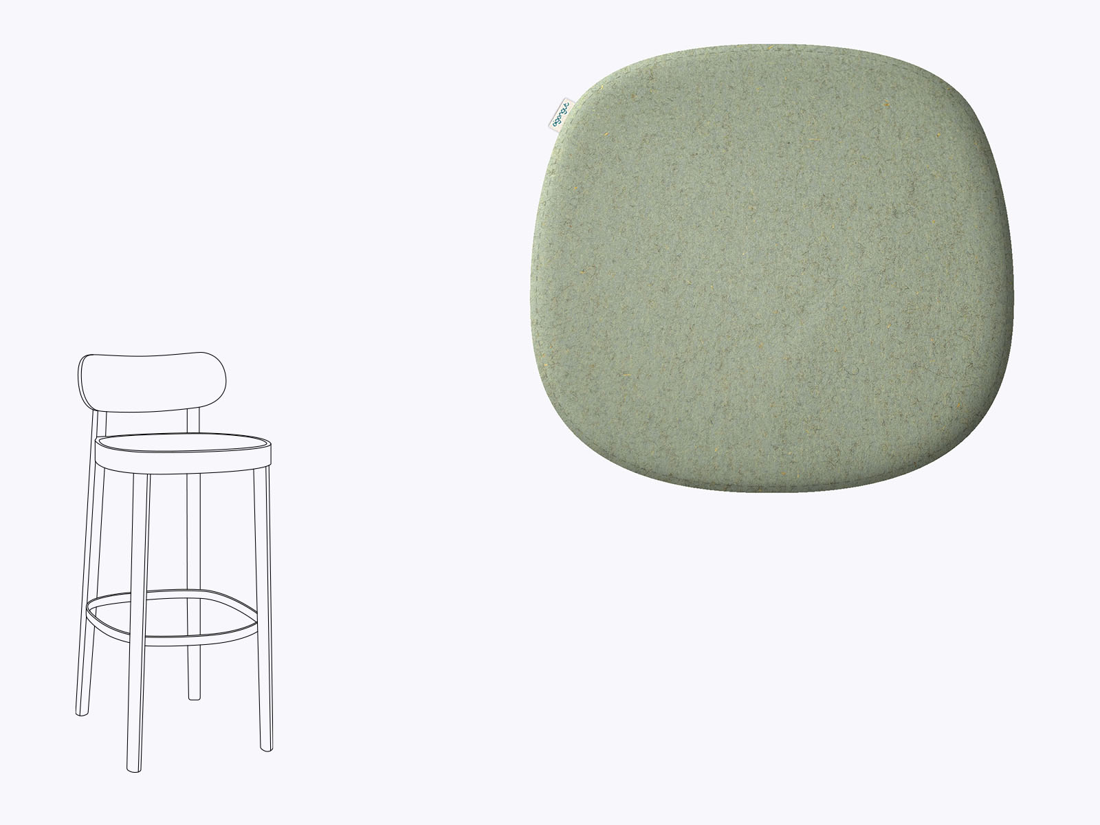 Sitzkissen aus Filz passend für Thonet 118H Barhocker in gletscher