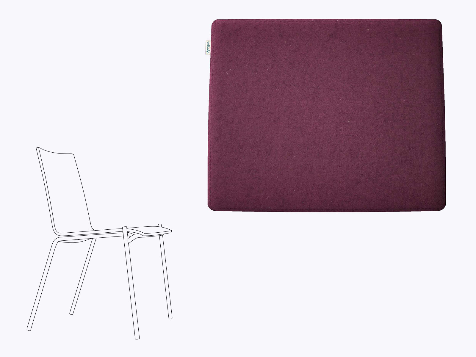 Sitzkissen aus Filz passend für Thonet S162/S163/S182 Farbe pflaume