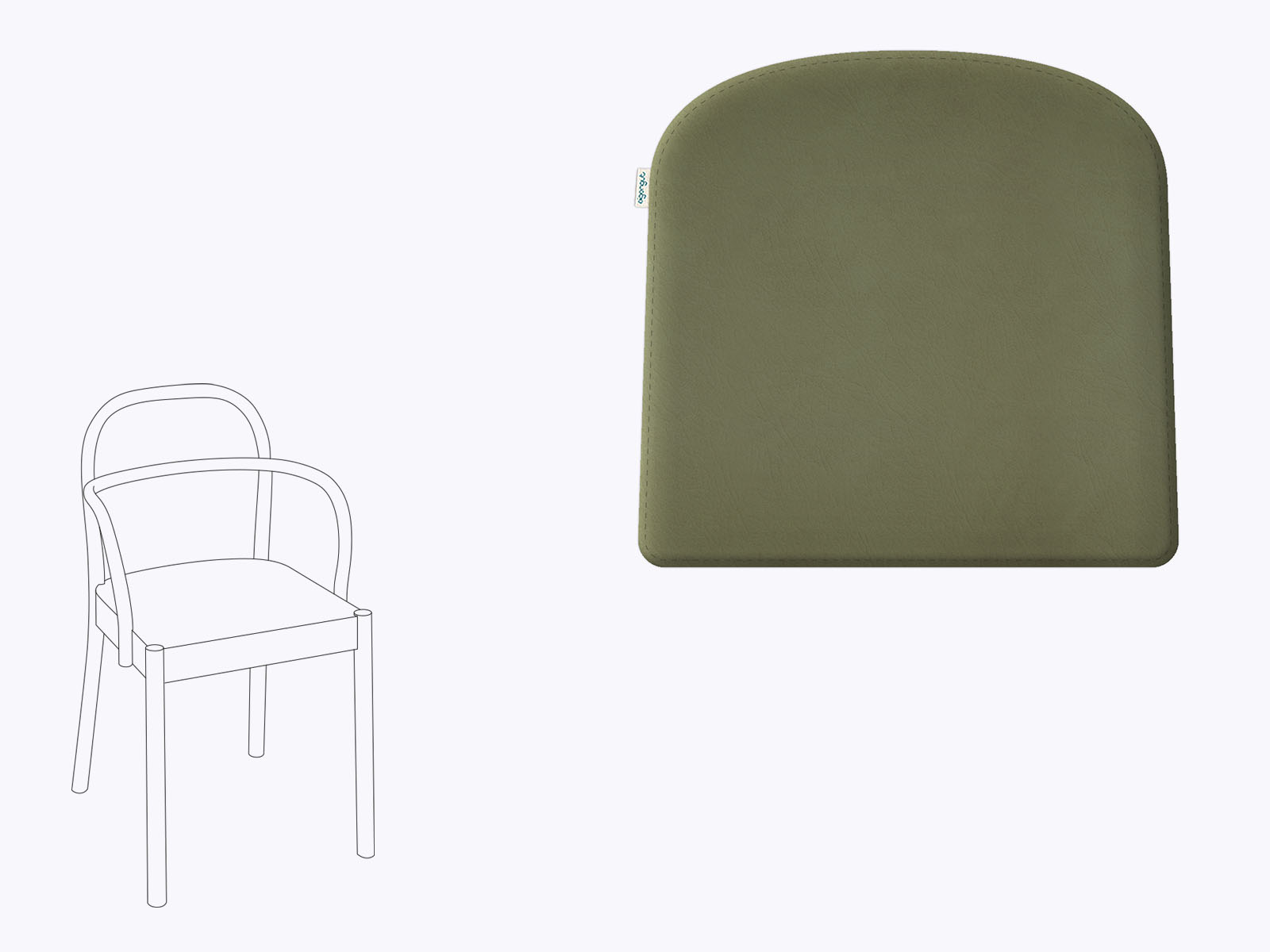 Sitzkissen aus Filz und Leder in der farbe taupe, Stuhlzeichnung vom HAY Revolt