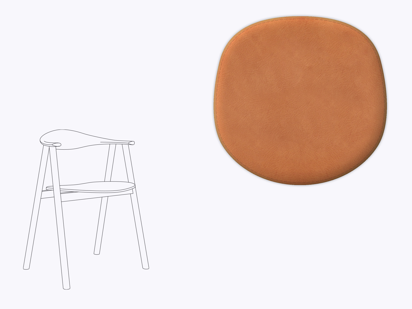 Sitzkissen aus Filz und recyceltem Leder für Muuto Fiber Armchair