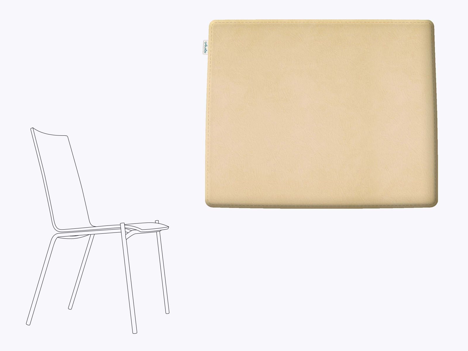 Sitzkissen aus Filz und Leder passend für Thonet S164/S165/S184 Farbe sand