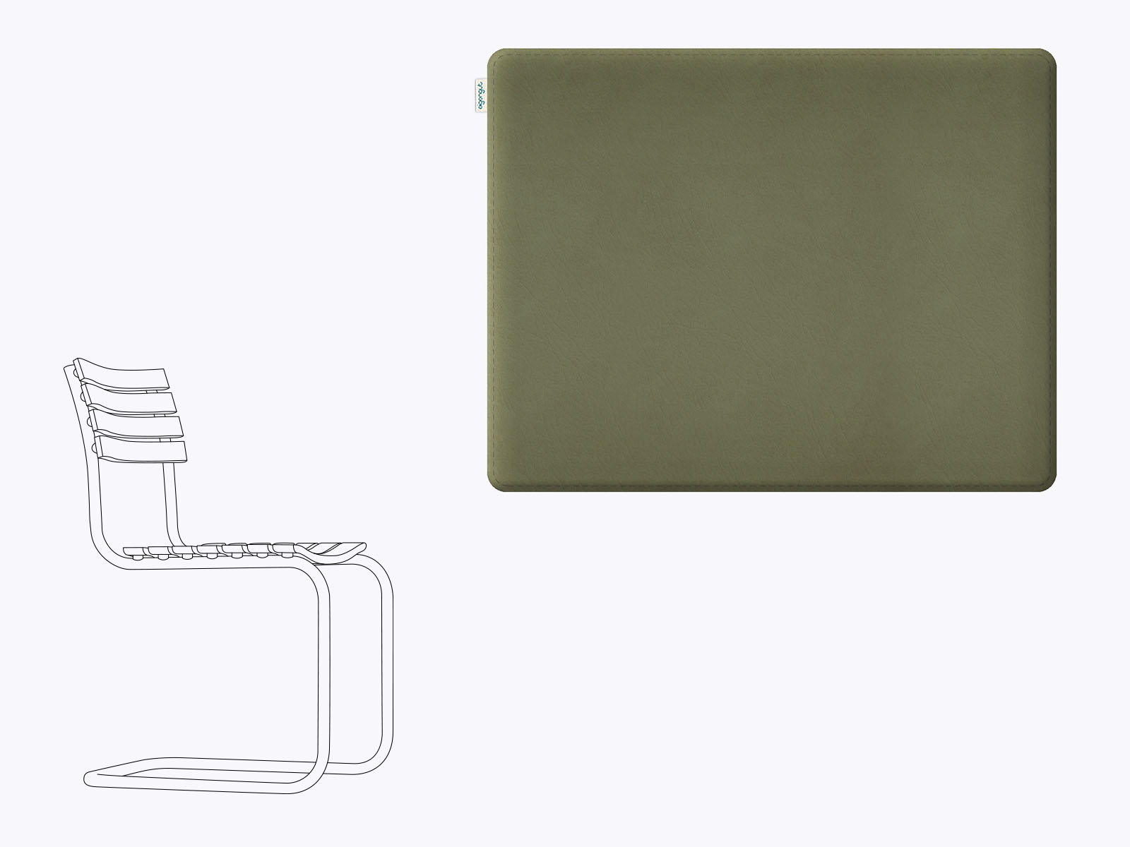 Sitzkissen aus Filz und Leder passend für Thonet S40 Outdoor in schilf