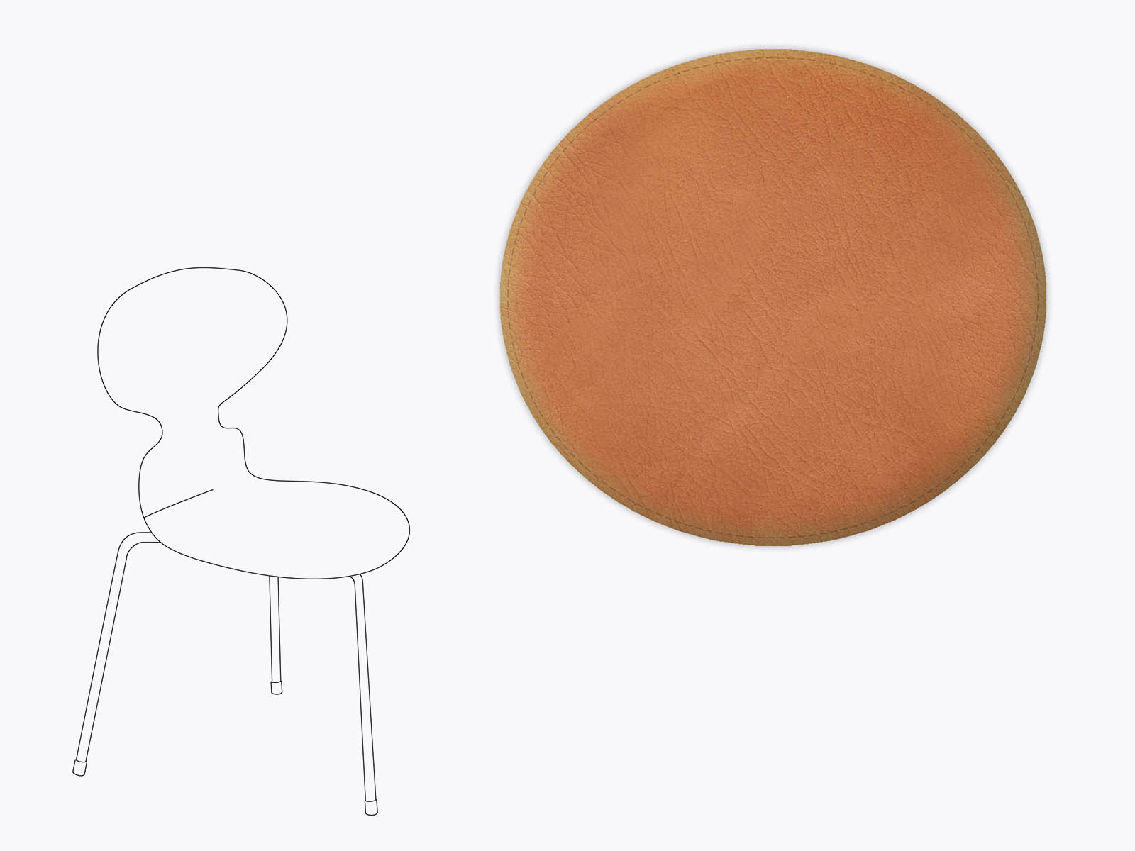 Sitzkissen für Ameise 3101 aus Filz und recyceltem Leder