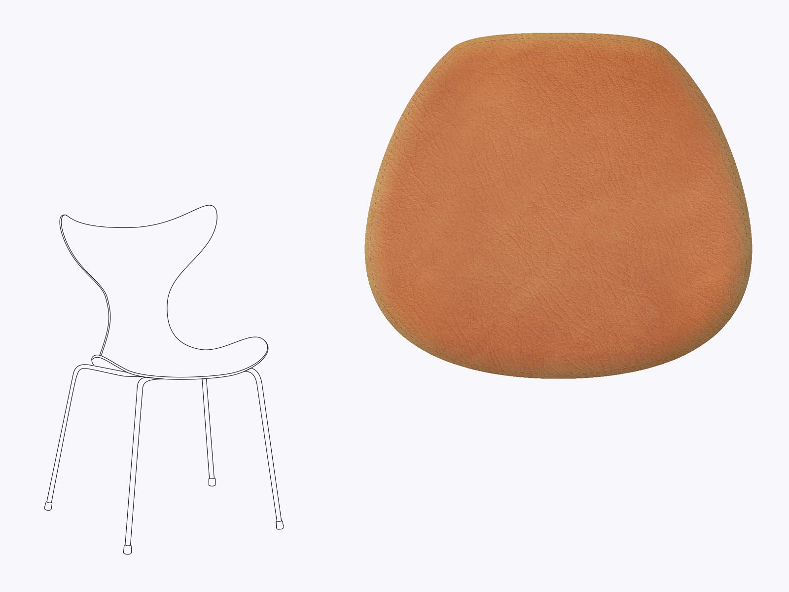 Sitzkissen aus Filz und recyceltem Leder Fritz Hansen die Lilie 3108