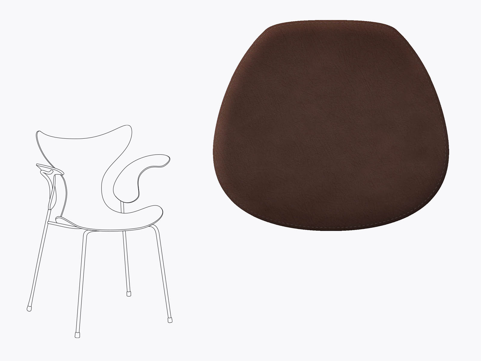 Sitzkissen aus Filz und recyceltem Leder Fritz Hansen die Lilie 3208