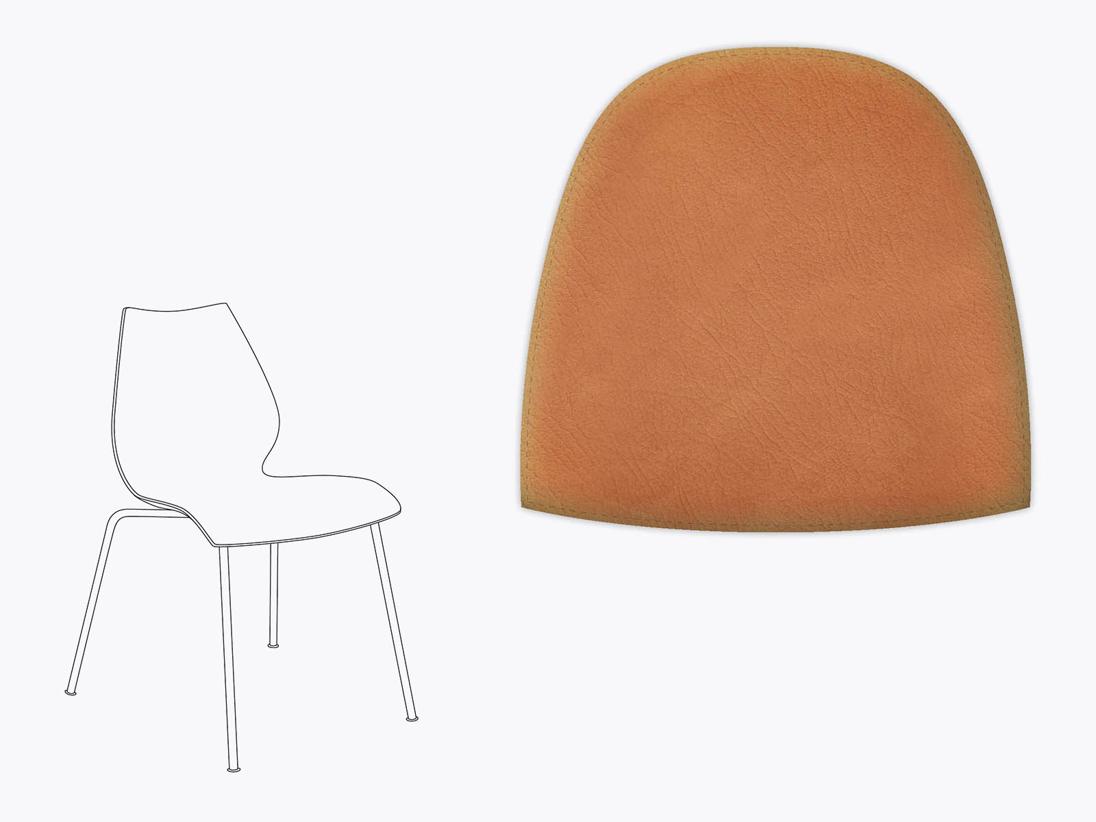 Sitzkissen aus Filz und recyceltem Leder für Kartell Maui
