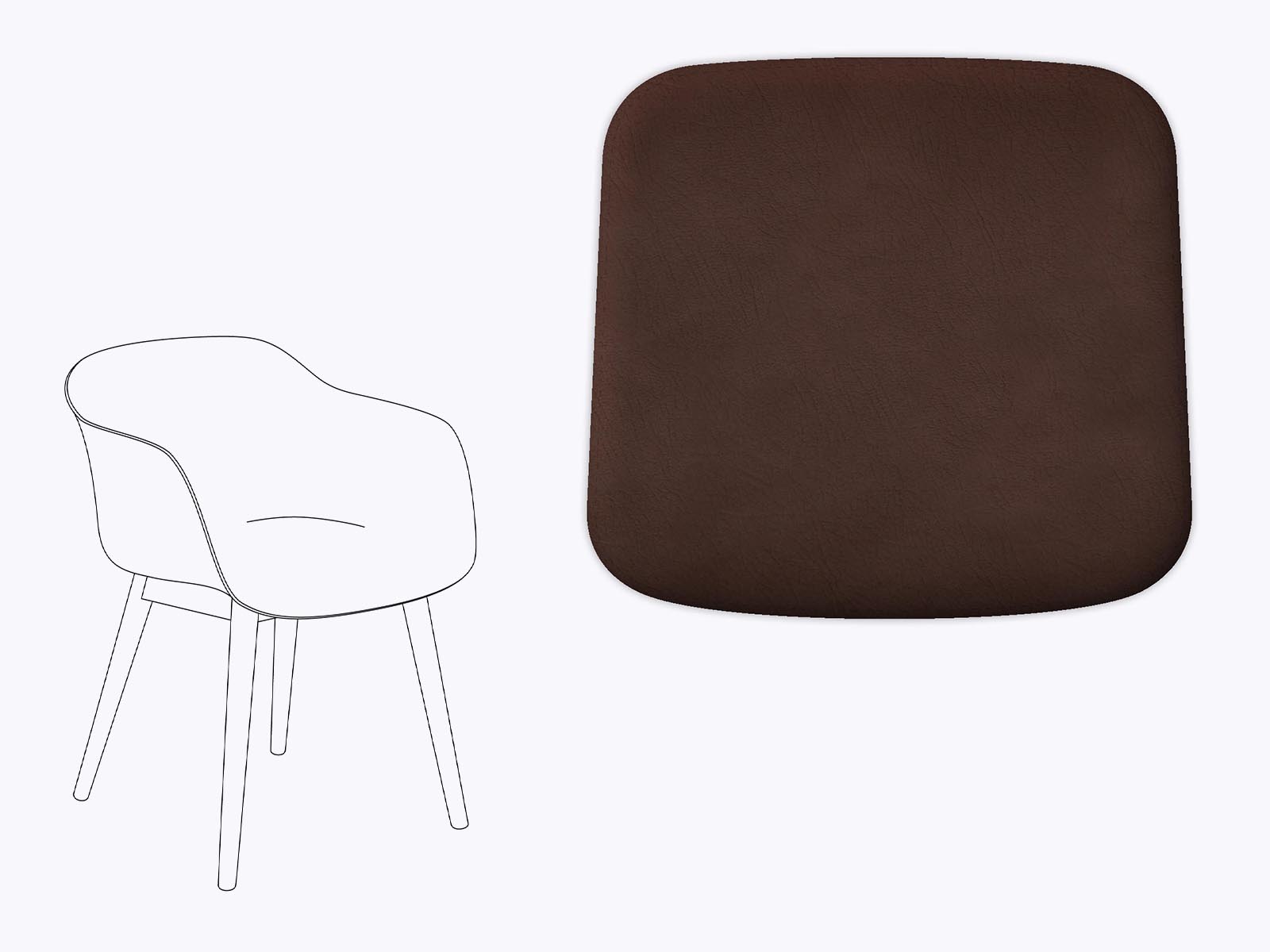 Sitzkissen aus Filz und recyceltem Leder für Muuto Fiber Armchair