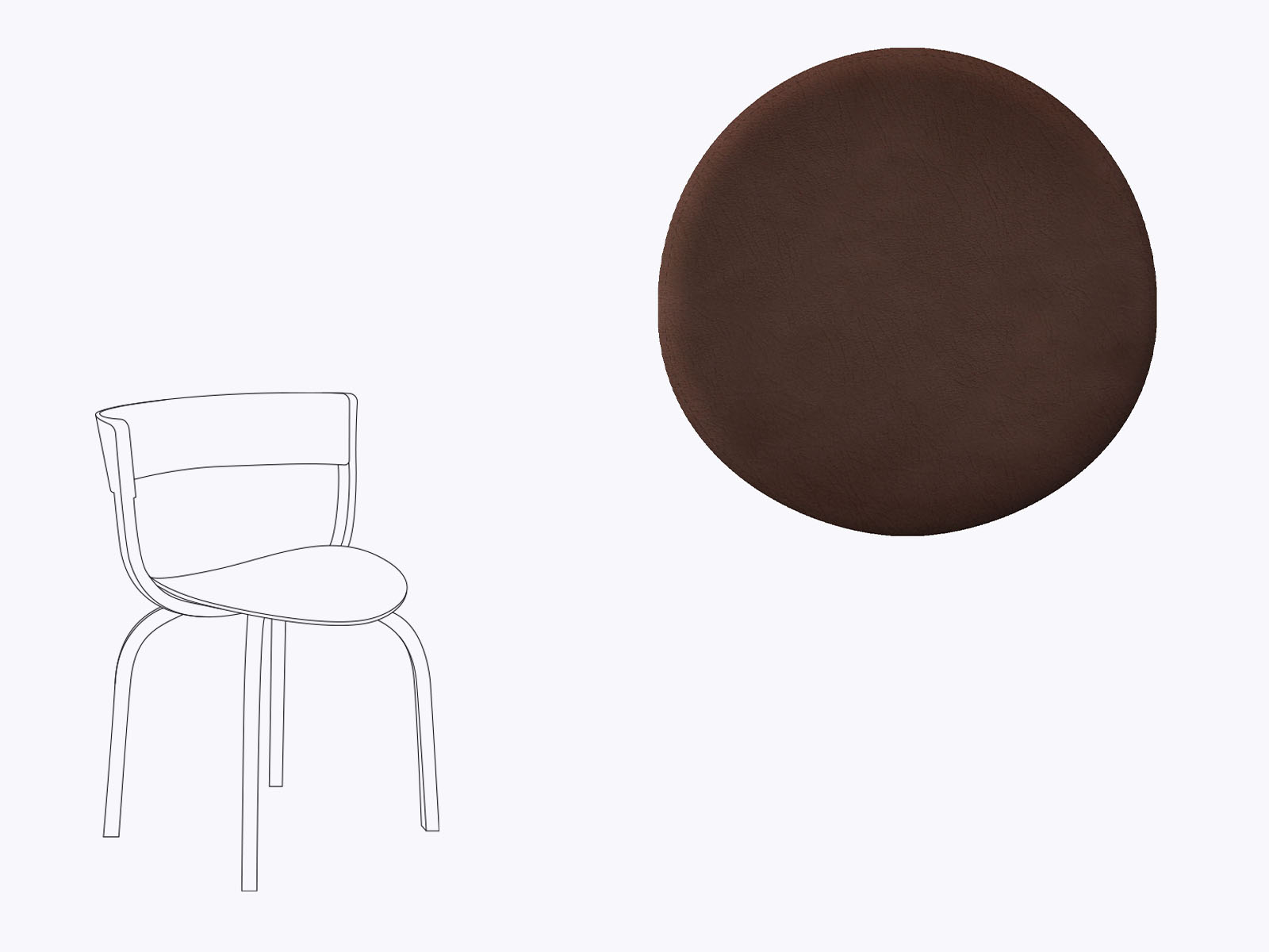 Sitzkissen aus Filz und recyceltem Leder Thonet 404 F