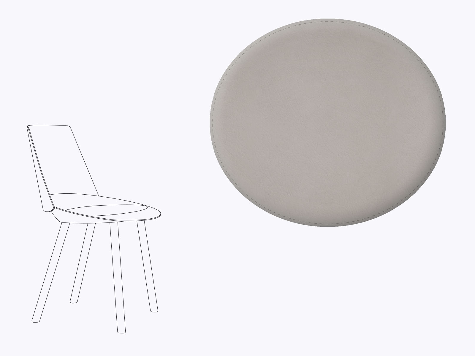 Sitzkissen aus Filz und recyceltem Leder e15 CH04 Houdini