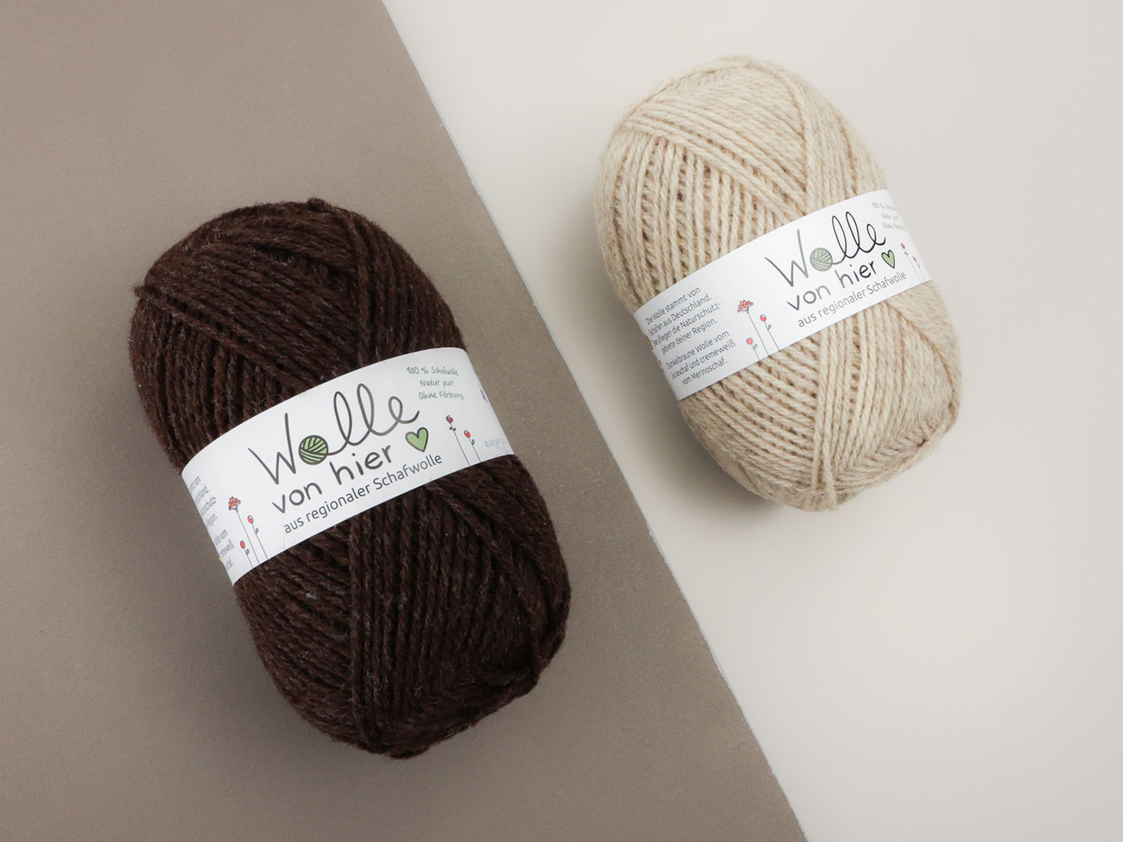 100 g Strickwolle aus 100 % regionaler Wolle aus Deutschland