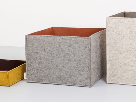 Aufbewahrung aus Filz und recyceltem Leder, Wunschmaß, schlicht, gletscher, linde
