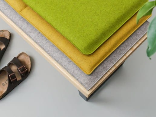 Bankauflage Sonderform aus Filz und recyceltem Leder mit oder ohne Polsterung