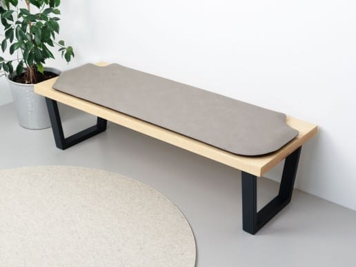Bankauflage Sonderform aus Filz und recyceltem Leder mit oder ohne Polsterung