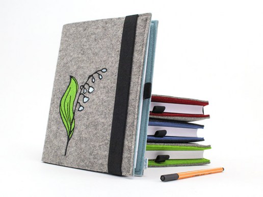 Kalender-Notizbuch-Filz-Individuell-Blume-Maigloeckchen