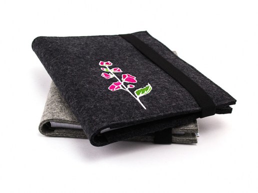 Organizer-Schreibmappe-Filz-mit-Block-Motiv-Blume-Stockrose