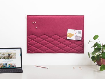 Pinnwand-Filz-regionale-Wolle-eckig-Absteppung-Rauten-fuchsia