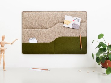 Pinnwand-Wandorganizer-Filz-regionale-Wolle-eckig-mit-Tasche-beige-moos