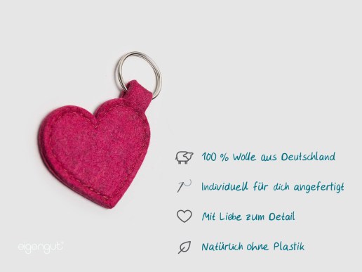 Schlüsselanhänger Herz aus Filz mit Wunschtext