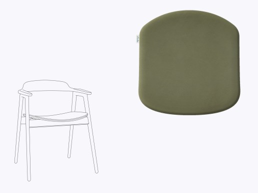 Sitzkissen aus Filz und Leder in der farbe taupe, Stuhlzeichnung vom HAY Revolt