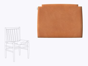 Stuhlkissen aus recyceltem Leder in camel und Zeichnung vom Stuhl FDP Møbler j80