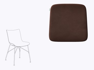 Sitzkissen aus Filz und Leder passend für Kartell Smart Wood - P/Wood Stuhl Farbe kastanie